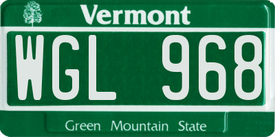VT license plate WGL968