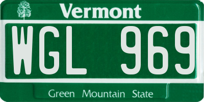 VT license plate WGL969