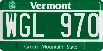 VT license plate WGL970