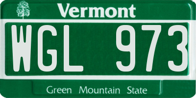 VT license plate WGL973