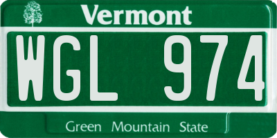 VT license plate WGL974