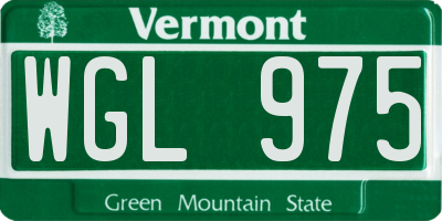 VT license plate WGL975