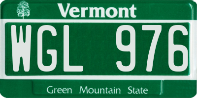 VT license plate WGL976