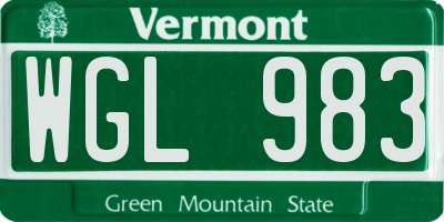 VT license plate WGL983