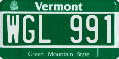 VT license plate WGL991