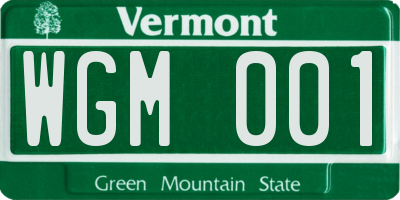 VT license plate WGM001
