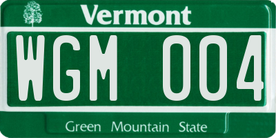 VT license plate WGM004