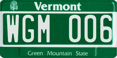 VT license plate WGM006
