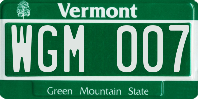 VT license plate WGM007