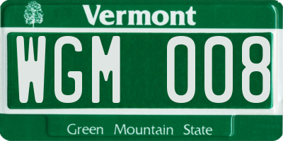 VT license plate WGM008