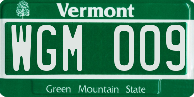 VT license plate WGM009
