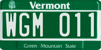 VT license plate WGM011