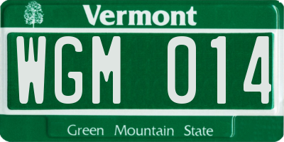 VT license plate WGM014