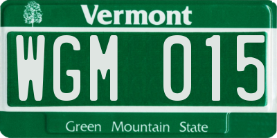 VT license plate WGM015