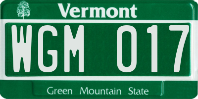VT license plate WGM017