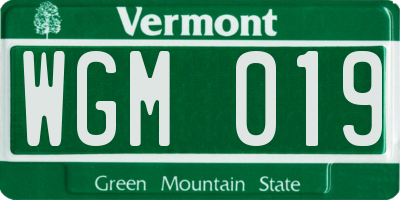 VT license plate WGM019