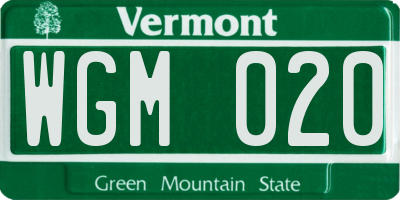 VT license plate WGM020