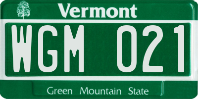 VT license plate WGM021