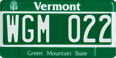 VT license plate WGM022
