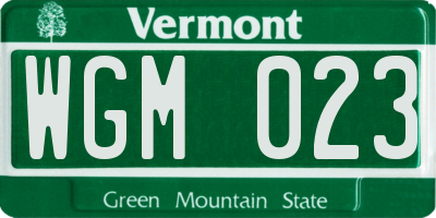 VT license plate WGM023