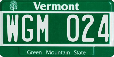 VT license plate WGM024
