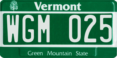 VT license plate WGM025