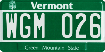 VT license plate WGM026