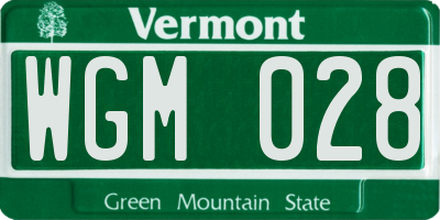 VT license plate WGM028