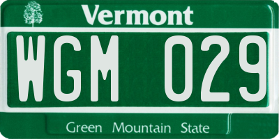 VT license plate WGM029