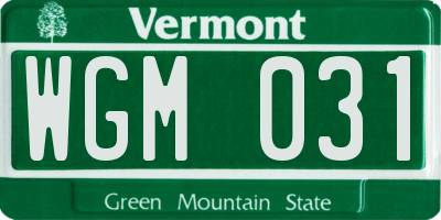 VT license plate WGM031