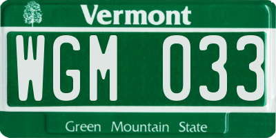 VT license plate WGM033