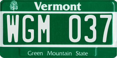 VT license plate WGM037
