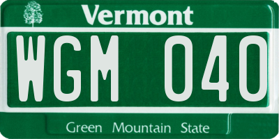 VT license plate WGM040