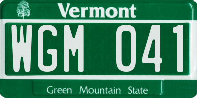 VT license plate WGM041