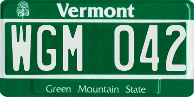 VT license plate WGM042