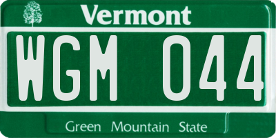 VT license plate WGM044