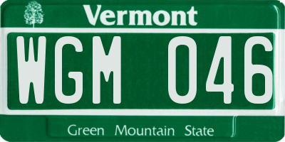 VT license plate WGM046