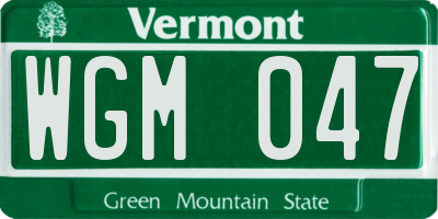 VT license plate WGM047