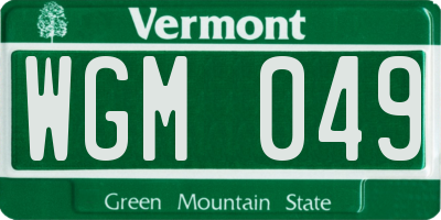 VT license plate WGM049