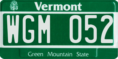 VT license plate WGM052