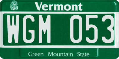 VT license plate WGM053