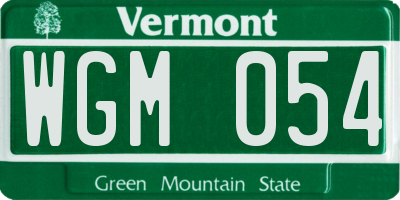 VT license plate WGM054