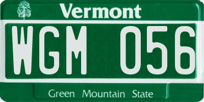 VT license plate WGM056