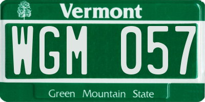 VT license plate WGM057