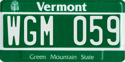 VT license plate WGM059