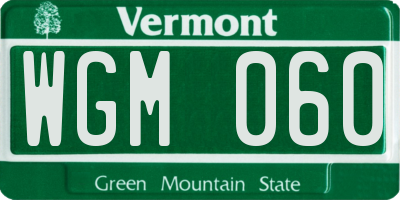 VT license plate WGM060