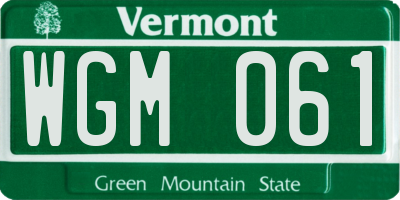 VT license plate WGM061