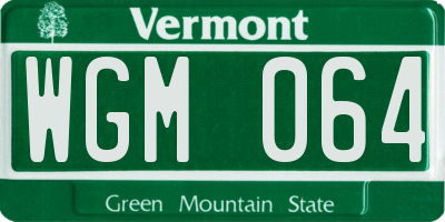 VT license plate WGM064