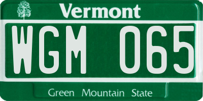 VT license plate WGM065
