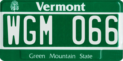 VT license plate WGM066